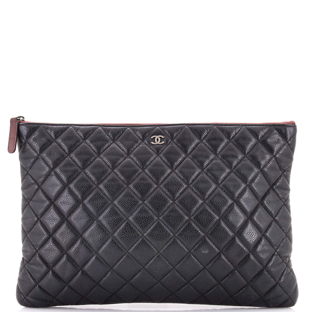 Chanel Large O Case Clutch Quilted Iridescent Caviar